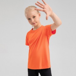 Children's and girls' pure cotton loose sports T-shirts, sweat-absorbing and breathable, short-sleeved outdoor running training, printed with D15015