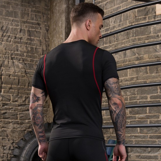 Men's PRO Tight Short-sleeved Sports training fitness Wear Elastic Quick-drying Sweat-wicking Breathable T-shirt Top 91204 Men's PRO Tight Short-sleeved Sports training fitness Wear Elastic Quick-drying Sweat-wicking Breathable T-shirt Top 91204