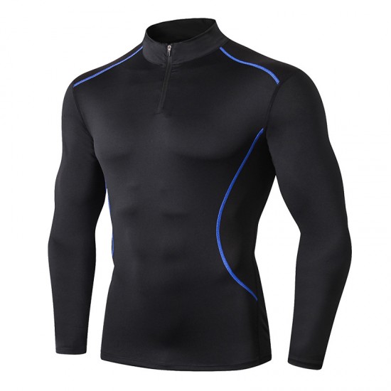 Men's Autumn and winter Stand-up collar fitness wear PRO Sports running training Long-sleeved high-elasticity quick-drying tight suit 91505 Men's Autumn and winter Stand-up collar fitness wear PRO Sports running training Long-sleeved high-elasticity quick-drying tight suit 91505