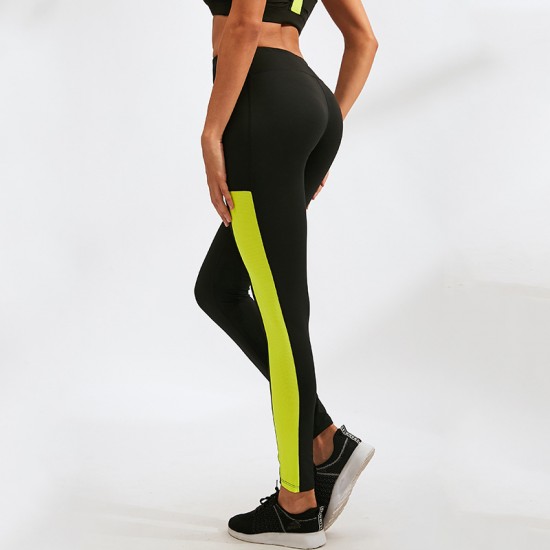 Women's yoga long pants, side pocket fitness running elastic tight amazon quick-drying sweat-wicking long pants 2088
