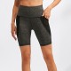 Women's high-waisted yoga pants with mesh pockets, running training exercise tight-fitting elastic quick-drying fitness shorts 2024