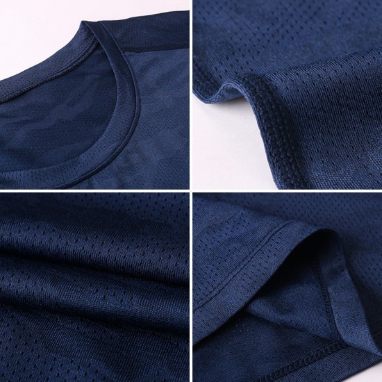 Men's sports short-sleeved loose casual dress rehearsal sweat fitness wear running training high-elasticity quick-drying clothes 01212