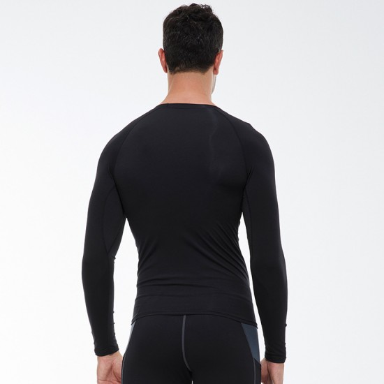 Men's quick-drying fitness long-sleeved elastic tight sports running training wear breathable sweat-wicking T-shirt top 01510