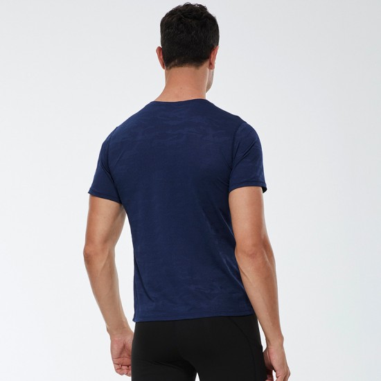 Men's sports short-sleeved loose casual dress rehearsal sweat fitness wear running training high-elasticity quick-drying clothes 01212