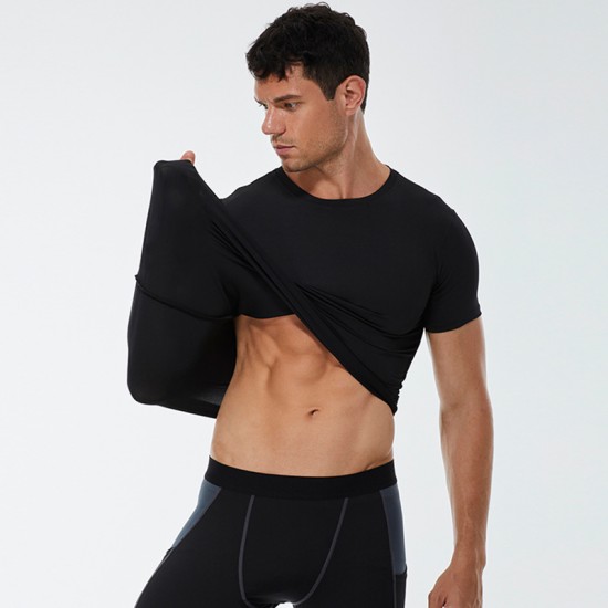 Men's Pro Fitness Sports Running Tights T-shirt Amazon Hot Selling Stretch Quick-drying Clothes Short-sleeved Shirt 4001 Men's Pro Fitness Sports Running Tights T-shirt Amazon Hot Selling Stretch Quick-drying Clothes Short-sleeved Shirt 4001