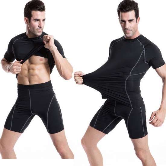 Men's Tight Training PRO Short-sleeved Fitness T-shirt Elastic Sweat-wicking Quick-Drying Compression Shirt 1008 Men's Tight Training PRO Short-sleeved Fitness T-shirt Elastic Sweat-wicking Quick-Drying Compression Shirt 1008