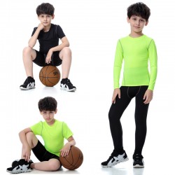 Children's Clothing Boys And Girls Tight Pro Sports Fitness Training Running Long And Short Sleeve Clothing Elastic Quick-drying Shorts Trousers