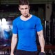 Men's V-neck tight short-sleeved PRO fitness running exercise training high-elasticity quick-drying T-shirt 1118