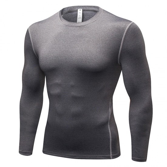 Men's Tight Training PRO Sports Fitness Running Long-sleeved Sweat-wicking Quick-Drying Clothes Long-sleeved Shirts T-shirt 1019