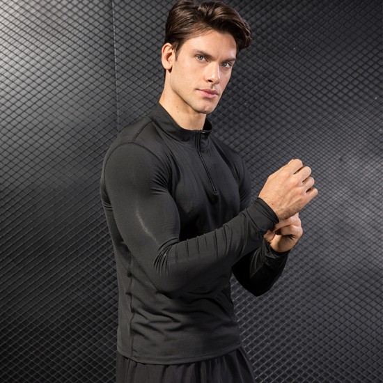 Men's autumn and winter sports sweatshirt, fitness running training, long-sleeved half-zipper stretch quick-drying stand-up collar sweatshirt 9004 Men's autumn and winter sports sweatshirt, fitness running training, long-sleeved half-zipper stretch quick-drying stand-up collar sweatshirt 9004