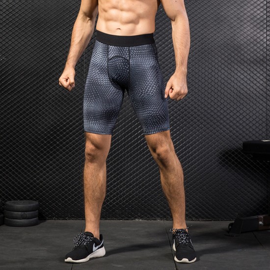 Men's 3d Printing Training Fitness Running Pants Amazon Stretch Tight Quick-drying Shorts 4005