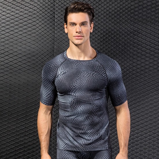 Men's 3d Three-dimensional Printing Fitness Running Training Short Sleeve Amazon Tight Elastic Sweat-wicking Quick-drying 4023 Men's 3d Three-dimensional Printing Fitness Running Training Short Sleeve Amazon Tight Elastic Sweat-wicking Quick-drying 4023