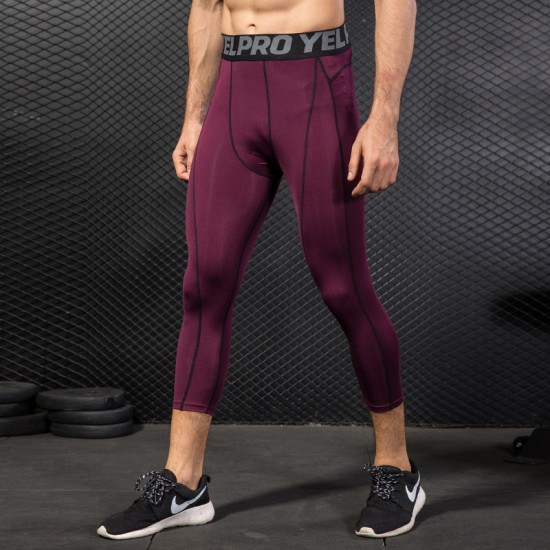 Men's Pro Cropped Pants Fitness Running Training Tights Quick-drying Sweat-wicking Breathable Stretch Cropped Pants 1051 Men's Pro Cropped Pants Fitness Running Training Tights Quick-drying Sweat-wicking Breathable Stretch Cropped Pants 1051