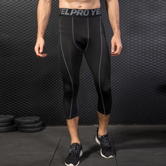Men's Pro Cropped Pants Fitness Running Training Tights Quick-drying Sweat-wicking Breathable Stretch Cropped Pants 1051 Men's Pro Cropped Pants Fitness Running Training Tights Quick-drying Sweat-wicking Breathable Stretch Cropped Pants 1051