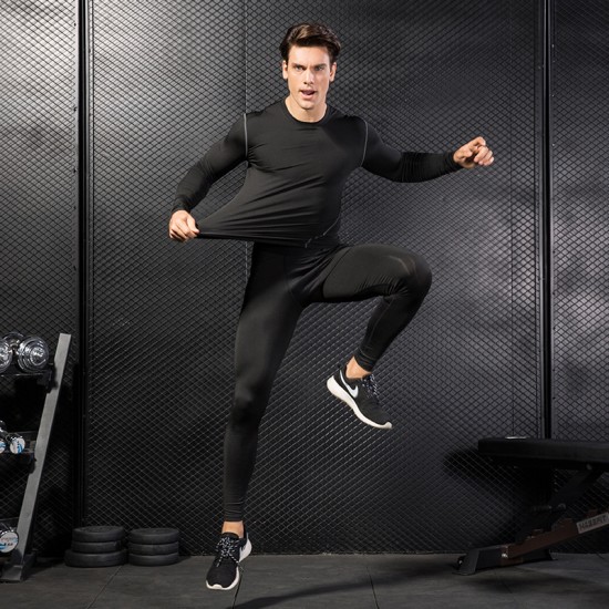 Men's Pro Sports Trousers Tight Training Fitness Running Mesh Stitching Quick-drying Stretch Trousers 1040 Men's Pro Sports Trousers Tight Training Fitness Running Mesh Stitching Quick-drying Stretch Trousers 1040
