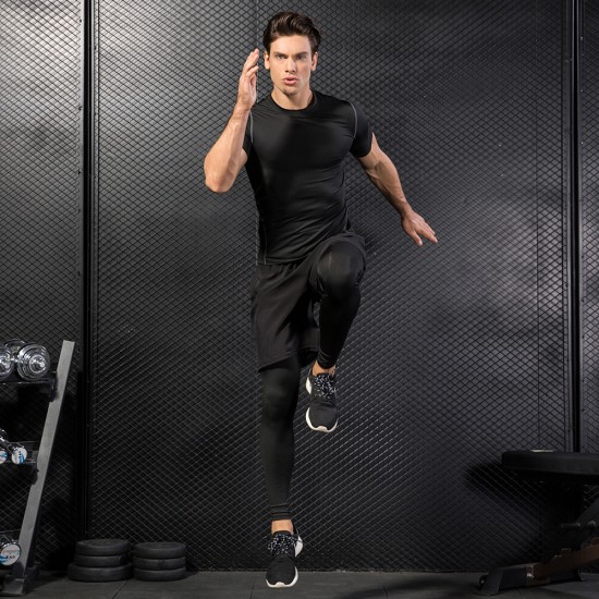 Men's Tight Training Fitness Clothing Running Short-sleeved Sportswear Amazon Stretch Quick-drying Clothes T-shirt 1003 Men's Tight Training Fitness Clothing Running Short-sleeved Sportswear Amazon Stretch Quick-drying Clothes T-shirt 1003