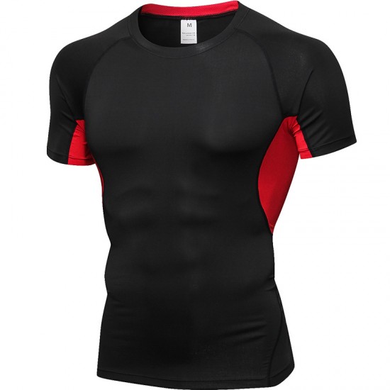 Men's PRO Fitness Exercise Running Training short-sleeved sweat-wicking Quick-drying Breathable Elastic Tight Suit B0008 Men's PRO Fitness Exercise Running Training short-sleeved sweat-wicking Quick-drying Breathable Elastic Tight Suit B0008