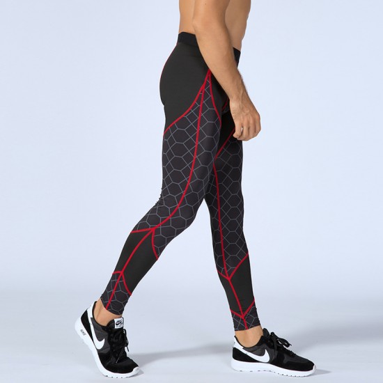 Men's fitness long pants printed patchwork sports running training sweat-wicking quick-drying high-elasticity tight long pants 4070 Men's fitness long pants printed patchwork sports running training sweat-wicking quick-drying high-elasticity tight long pants 4070