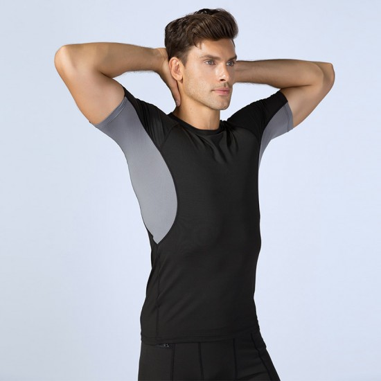Men's PRO Fitness Exercise Running Training short-sleeved sweat-wicking Quick-drying Breathable Elastic Tight Suit B0008 Men's PRO Fitness Exercise Running Training short-sleeved sweat-wicking Quick-drying Breathable Elastic Tight Suit B0008