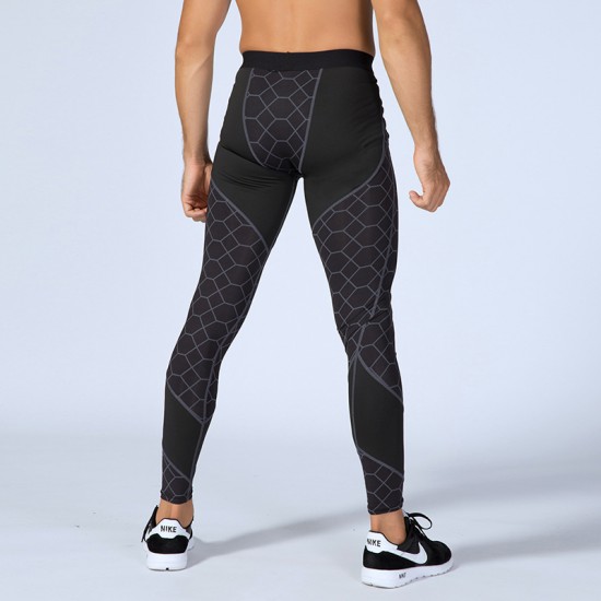 Men's fitness long pants printed patchwork sports running training sweat-wicking quick-drying high-elasticity tight long pants 4070 Men's fitness long pants printed patchwork sports running training sweat-wicking quick-drying high-elasticity tight long pants 4070
