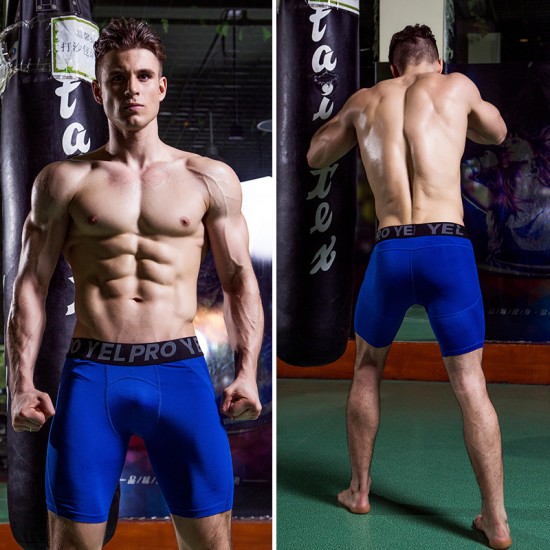 Men's Pro Sports Shorts Fitness Training Running Elastic Quick-drying Mesh Breathable Tight Shorts 1045