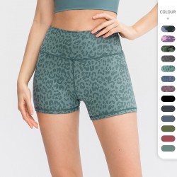 Women's nude printed yoga shorts, running training high-elasticity tight sports quick-drying fitness 3-inch pants 02412