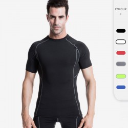 Men's Tight Training PRO Short-sleeved Fitness T-shirt Elastic Sweat-wicking Quick-Drying Compression Shirt 1008