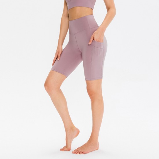 Women's tight double-pocket fitness yoga shorts, high-waists running elastic quick-drying exercise 5-minute shorts 12424 Women's tight double-pocket fitness yoga shorts, high-waists running elastic quick-drying exercise 5-minute shorts 12424