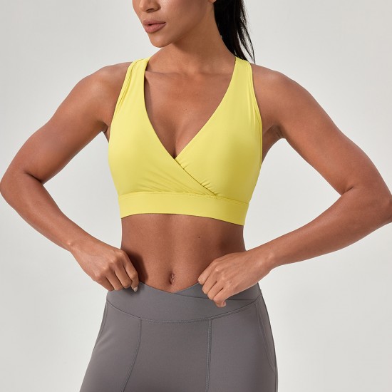 European and American women's yoga wear, sports underwear, nude deep V, sexy fitness bra, nylon high-elasticity I-shaped vest 52763 European and American women's yoga wear, sports underwear, nude deep V, sexy fitness bra, nylon high-elasticity I-shaped vest 52763