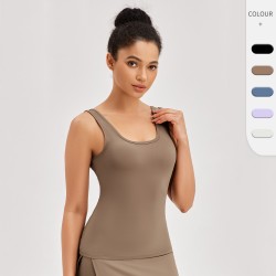 European and American yoga sports vest, women's nude, quick-drying, slimming, tight square head running step fitness top, sleeveless 42153