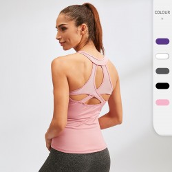 Women's yoga vest, sexy hollowed-out tight quick-drying vest, high-elasticity and breathable fitness and running sports vest 92101
