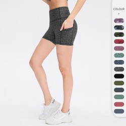 Women's running and fitness shorts, nude and skin-friendly tight sports pants, high-waisted peach-shaped yoga three-inch pants 12427