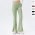 European and American nude yoga flared pants, women's crossed high-waisted, hip-lifting, wide-leg pants, breathable fitness and sports long pants 42309