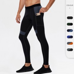 PRO Men's fitness long pants are tight, tall and elastic, sports training pants, quick-drying and sweat-wicking long pants with pockets. 01319