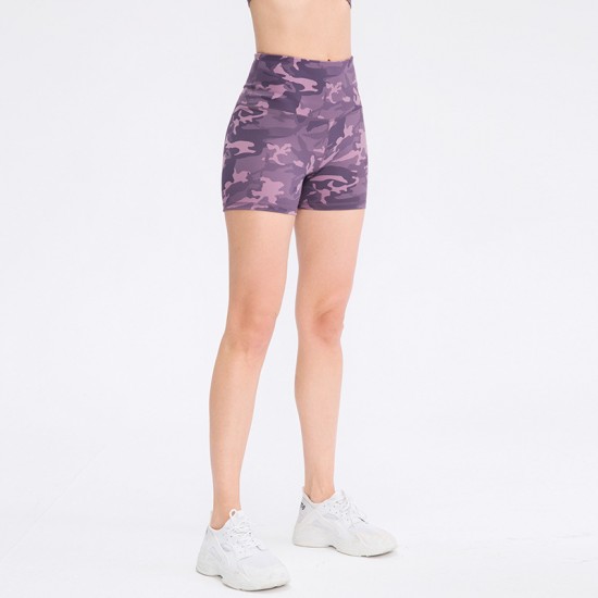Women's nude printed yoga shorts, running training high-elasticity tight sports quick-drying fitness 3-inch pants 02412 Women's nude printed yoga shorts, running training high-elasticity tight sports quick-drying fitness 3-inch pants 02412