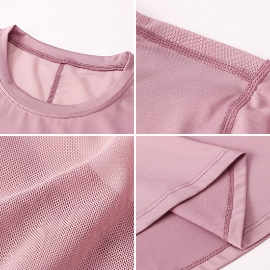 Women's autumn and winter yoga exercise long-sleeved quick-drying breathable mesh fabric patchwork elastic running exercise fitness wear 12522 Women's autumn and winter yoga exercise long-sleeved quick-drying breathable mesh fabric patchwork elastic running exercise fitness wear 12522
