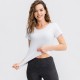 Women's Tight Yoga Short Sleeve Crew Neck Sports T-shirt Mesh Breathable High Elastic Quick-drying Running Fitness Clothing 02216 Women's Tight Yoga Short Sleeve Crew Neck Sports T-shirt Mesh Breathable High Elastic Quick-drying Running Fitness Clothing 02216
