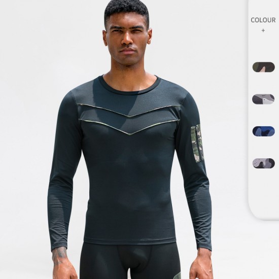 Men's fitness wear, long-sleeved quick-drying outdoor running T-shirt, moisture-wicking, tight height and elastic training suit 91502 Men's fitness wear, long-sleeved quick-drying outdoor running T-shirt, moisture-wicking, tight height and elastic training suit 91502