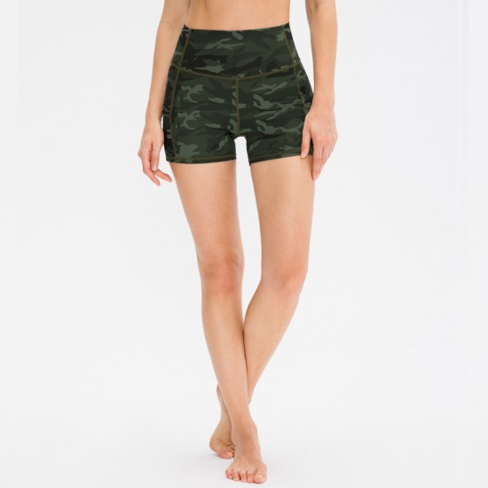 Women's running and fitness shorts, nude and skin-friendly tight sports pants, high-waisted peach-shaped yoga three-inch pants 12427 Women's running and fitness shorts, nude and skin-friendly tight sports pants, high-waisted peach-shaped yoga three-inch pants 12427