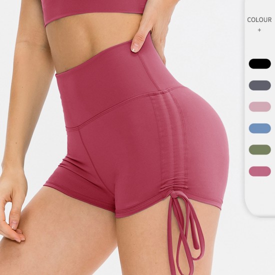 Women's drawstring yoga three-inch pants, tight and nude, high-waisted fitness pants, running training sports shorts 12426 Women's drawstring yoga three-inch pants, tight and nude, high-waisted fitness pants, running training sports shorts 12426
