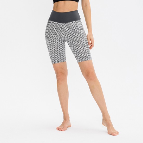 Female summer European and American hip-lifting yoga shorts Honeycomb peach hip quick-drying high-waists fitness exercise 5-point shorts 12423 Female summer European and American hip-lifting yoga shorts Honeycomb peach hip quick-drying high-waists fitness exercise 5-point shorts 12423