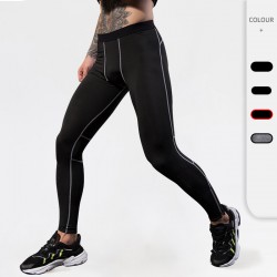 PRO Men's sports long pants with zipper reflective Night running fitness training Elastic quick-drying tight Pants 91301