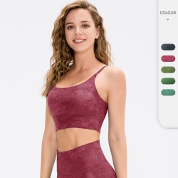 Women's yoga vest, printed high-elasticity tight fitness bra with chest pads, nude sports underwear 12725