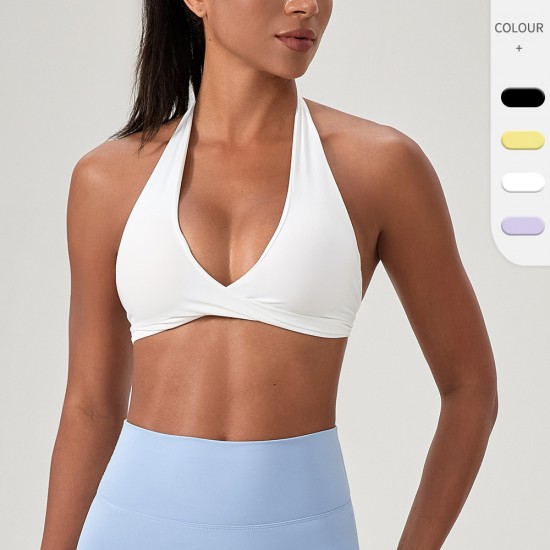 European And American Yoga Bra Women's Neck Back Running Fitness Underwear Sexy Rimless Sports Vest Bra52764