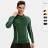 Men's fitness long-sleeved high-elasticity tight quick-drying clothes, running training wear, high-neck color-blocked sports top 01506