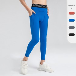 Children's fitness pants, nylon quick-drying high-elasticity running sports pants, boys' basketball leggings, tight pants 23309