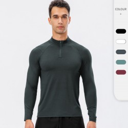Men's Autumn And Winter Fitness Long Sleeve Quick-drying Running Training Suit Half Zipper Slim Pullover Sports Sweater 11516