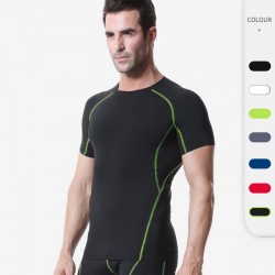 Men's Tight-fitting PRO fitness exercise running training wear, short-sleeved T-shirt, elastic quick-drying shirt, short-sleeved shirt 1018