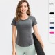 Women's Tight Yoga Short Sleeve Crew Neck Sports T-shirt Mesh Breathable High Elastic Quick-drying Running Fitness Clothing 02216 Women's Tight Yoga Short Sleeve Crew Neck Sports T-shirt Mesh Breathable High Elastic Quick-drying Running Fitness Clothing 02216