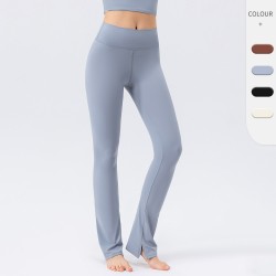 European and American high-waisted yoga pants, women's tight micro-flared sports pants, nylon hip-lifting and abdominal constricting fitness pants 42308